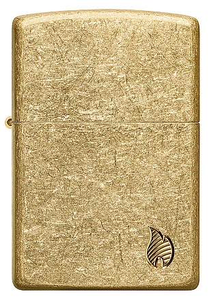 Зажигалка ZIPPO Armor® Flame c покрытием Tumbled Brass, латунь/сталь, золотистая, 38x13x57 мм