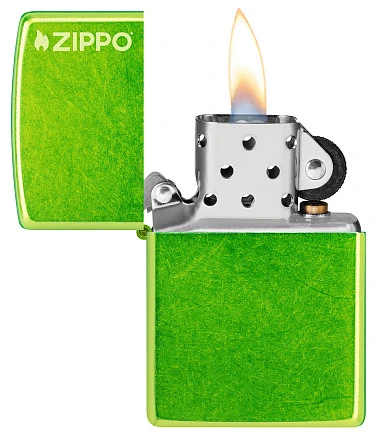 Зажигалка ZIPPO Logo с покрытием Lurid™, латунь/сталь, зеленая, глянцевая, 38x13x57 мм