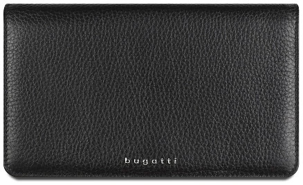 Кошелёк женский BUGATTI Lady Top, чёрный, натуральная воловья кожа, 19,5х2х11,2 см