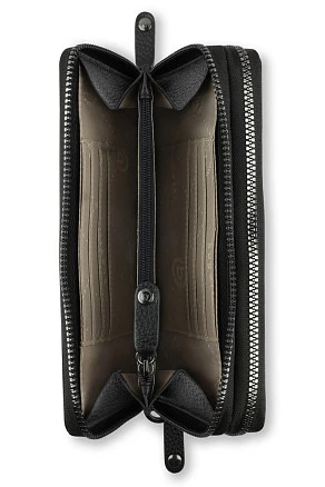 Кошелёк женский BUGATTI Elsa, с защитой данных RFID, чёрный, воловья кожа/полиэстер, 19х3х10,5 см