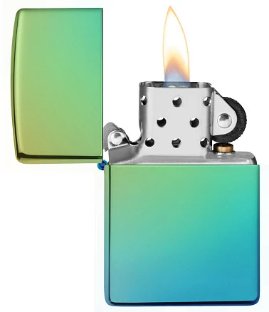Зажигалка ZIPPO Classic с покрытием High Polish Teal, латунь/сталь, зелёная, глянцевая, 38x13x57 мм