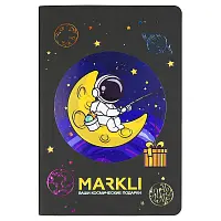 Ежедневник Flexy Latte Soft Touch Black Edition Color Print Sample Markli А5, черный/оранжевый, недатированный, в гибкой обложке