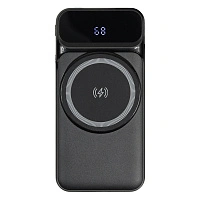 Внешний аккумулятор (powerbank) «Nova», 10 000 mAH, с тремя зарядными шнурами, c беспроводным магнитным контактом magsafe до 15W, 22,5W (Ватт) super fast charge, Power Delivery (PD) 20W (dfnn), QC3.0, черный