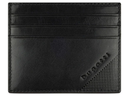 Портмоне для кредитных карт BUGATTI АРИСТОКРАТ | NOBILE, с защитой данных RFID, черное, натуральная воловья кожа, 10х0,3х8 см