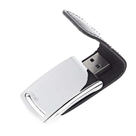 Флеш накопитель Shine, USB 2.0, металл/кожзам, серебро/черный 16GB