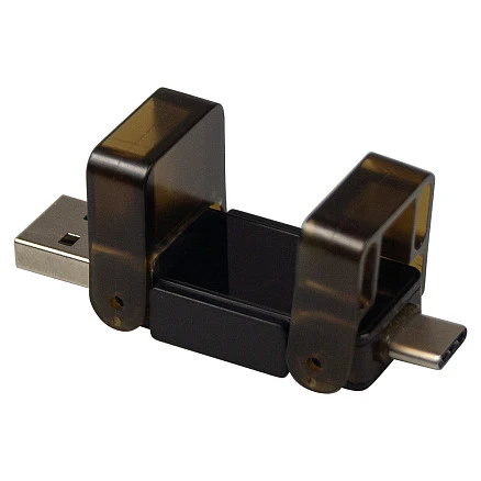 Флеш накопитель USB 2.0 + TYPE C , Palo Alto металл, черный матовый, 16 GB