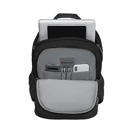Рюкзак WENGER Quadma 16'', черный, полиэстер, 33x17x43 см, 22 л