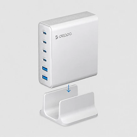 Зарядная станция 4xUSB Type-C, 2xUSB, PD, QC, 160Вт, белый, Deppa