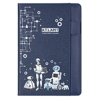 Ежедневник Smart Combi Sand Print Sample Atlant А5, темно-синий, недатированный, в твердой обложке с поролоном