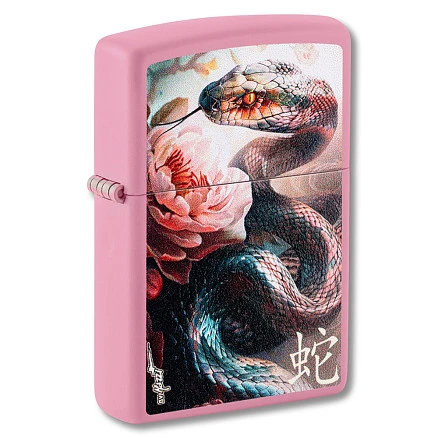 Зажигалка ZIPPO Mazzi® Anaconda с покрытием Pink Matte, латунь/сталь, розовая, матовая, 38x13x57 м