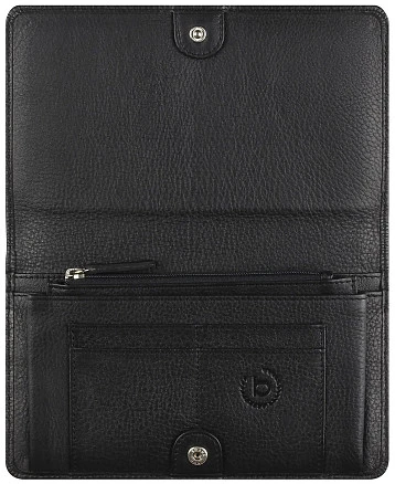 Кошелёк женский BUGATTI Lady Top, чёрный, натуральная воловья кожа, 19,5х2х11,2 см