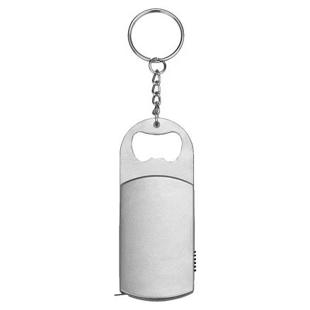Брелок-открывашка с фонариком и рулеткой, 1 м, Tools Opener, серебристый