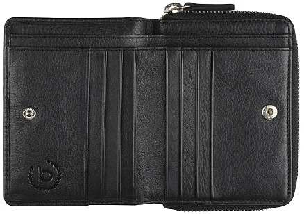 Кошелёк женский BUGATTI Lady Top, на молнии, чёрный, натуральная воловья кожа, 12х2,5х9 см