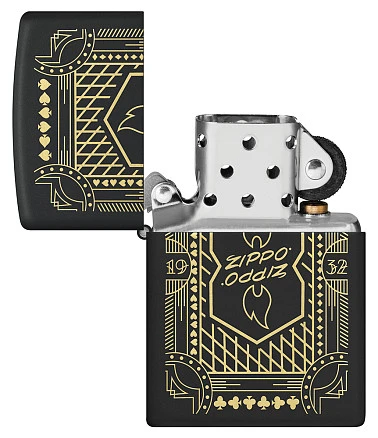 Зажигалка ZIPPO Lines Design с покрытием Black Matte, латунь/сталь, черная, матовая, 38x13x57 мм