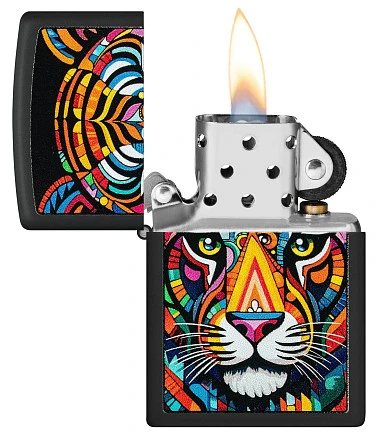 Зажигалка ZIPPO Tiger Stripes Design с покрытием Black Matte, латунь/сталь, черная, 38x13x57 мм