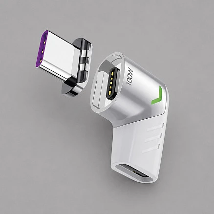 Адаптер USB-С - USB-C, магнитный, белый, Deppa