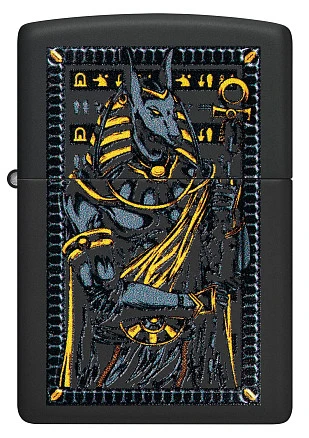 Зажигалка ZIPPO Anubis с покрытием Black Matte, латунь/сталь, черная, 38x13x57 мм