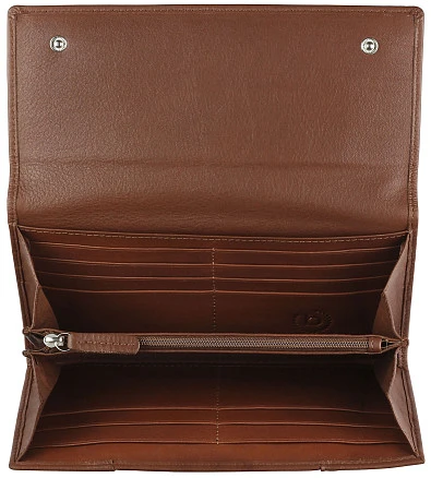 Кошелёк женский BUGATTI Lady Top, коньячный, натуральная воловья кожа, 20х2,5х10,5 см
