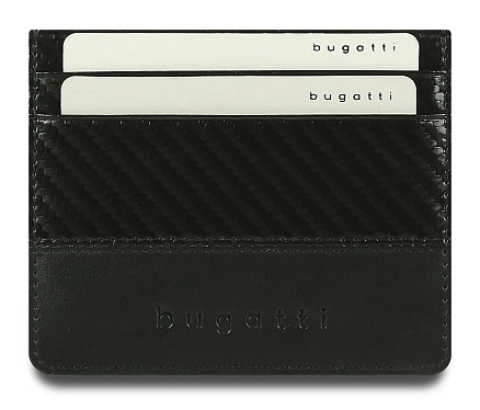 Портмоне для кредитных карт BUGATTI КОМЕТА | COMET, с защитой данных RFID, черное, натуральная воловья кожа, 10,2х0,2х8,2 см
