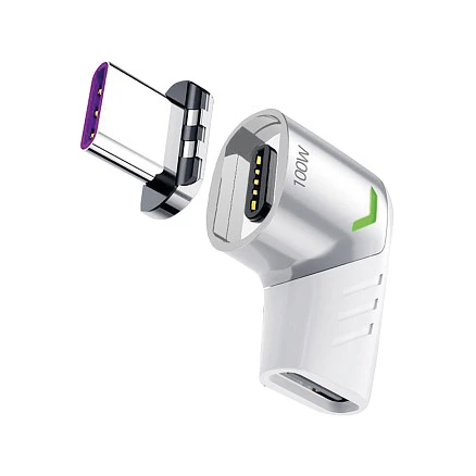 Адаптер USB-С - USB-C, магнитный, белый, Deppa