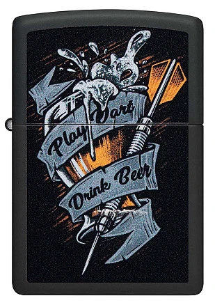 Зажигалка ZIPPO Darts с покрытием Black Matte, латунь/сталь, черная 38x13x57 мм