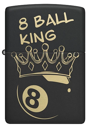 Зажигалка ZIPPO Billiards Champion Design с покрытием Black Matte, латунь/сталь, черная, 38x13x57 мм