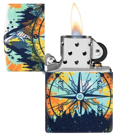 Зажигалка ZIPPO Compass с покрытием Glow In The Dark Green, латунь/сталь, разно