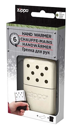 Каталитическая грелка ZIPPO, алюминий с покрытием Pearl, белая, матовая, на 6 ч, 51x15x74 мм