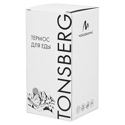 Термос для еды Tonsberg, 620 мл, металлический, черный, матовый