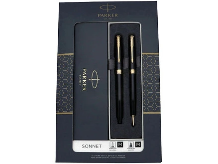 Набор из двух ручек Parker SONNET BLACK GT перьевая и шариковая ручка