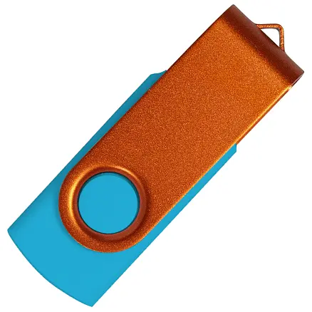 Флеш накопитель USB 2.0 Twister Сolor Mix 16GB, пластик Софт Тач/металл, голубой/оранжевый