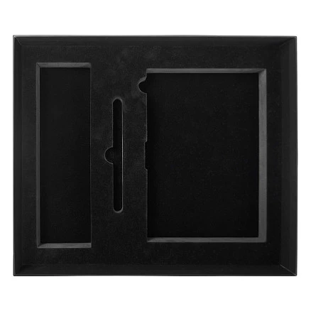Коробка подарочная Solution Superior Alfa Soft Touch  под ежедневник, ручку и термос, 33,3*28,2*8 см, цвет черный, черный ложемент (с вырубленным ложементом)