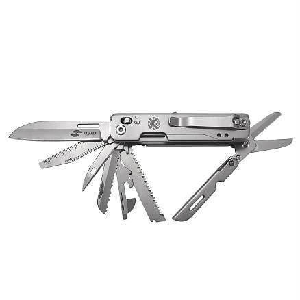 Мультитул Stinger, 92 х 30 мм, 15 функций, нержавеющая сталь, серебристый, в картонной коробке