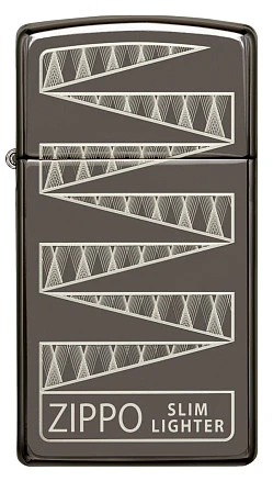 Зажигалка 65th Anniversary Zippo Slim® с покрытием Black Ice®, латунь/сталь, чёрная, 29x10x60 мм