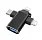 Переходник (адаптер) OTG 4 в 1 (micro USB, Lightning, Type C, USB A, speed up to 5 gigabit_ЧЕРНЫЙ