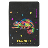 Ежедневник Flexy Tenero Suede Print Sample Markli A5, черный, недатированный, в гибкой обложке с петлей для ручки