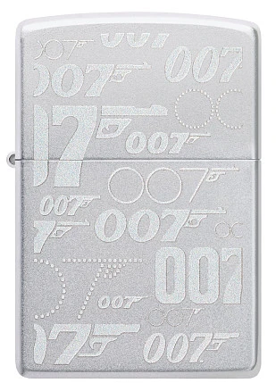 Зажигалка ZIPPO James Bond™ с покрытием Satin Chrome, латунь/сталь, серебристая, 38x13x57 мм