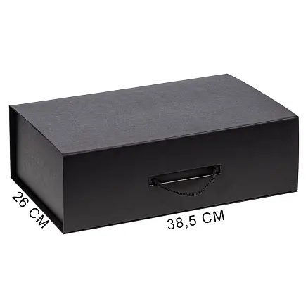 Подарочная коробка, размер 38,5*26*10,5 см, Solution Prestige Big Case Soft с магнитным клапаном и ручкой , с EVA ложементом 36,8*25,1*4 см под индивидуальную вырубку  , черная,
