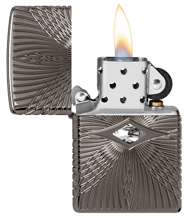 Зажигалка ZIPPO Armor® с покрытием Black Ice®, латунь/сталь, чёрная, 38x13x57 мм
