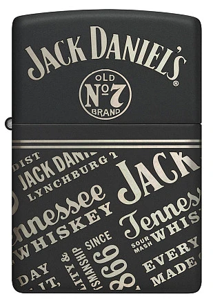 Зажигалка ZIPPO Jack Daniel's с покрытием Black Matte, латунь/сталь, разно
