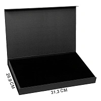 Коробка подарочная Solution Prestige Yota Fabrique, размер 31,3*26,9*3,7 см,  с магнитным клапаном, под индивидуальную вырубку,  с черным ложементом, черная
