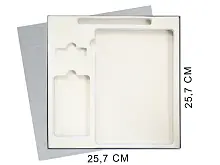 Коробка подарочная Solution Superior Linen, серебро, 25,7x25,7, с вырубкой под ежедневник/ручку/флешку/пауэрбанк 7,0х11,7