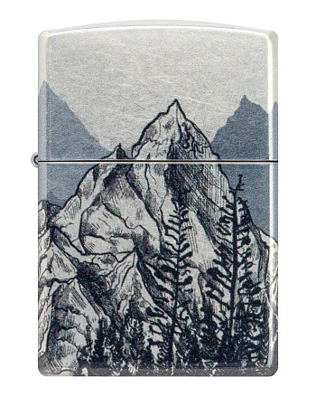Зажигалка ZIPPO Mountain Sketch с покрытием 540 Tumbled Chrome, латунь/сталь, разно