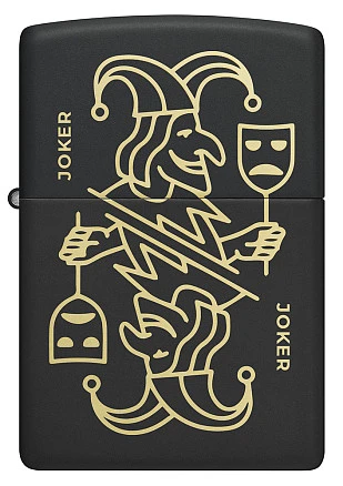 Зажигалка ZIPPO Masked Joker Design с покрытием Black Matte, латунь/сталь, черная, 38x13x57 мм