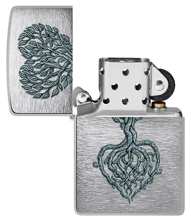 Зажигалка ZIPPO Rooted in Love Design с покрытием Brushed Chrome, латунь/сталь, серебристая, 38x13x57 мм