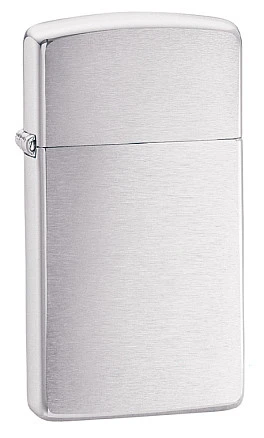 Зажигалка ZIPPO Slim® с покрытием Brushed Chrome, латунь/сталь, серебристая, матовая, 29x10x60 мм