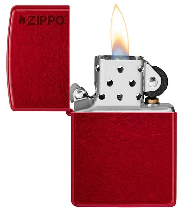 Зажигалка ZIPPO Logo с покрытием Candy Apple Red™, латунь/сталь, красная, глянцевая, 38x13x57 мм