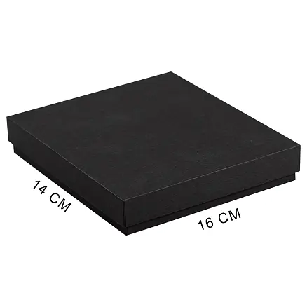 Коробка подарочная, размер 16*14*2 см, Solution Superior Linen, черная, бежевый ложемент с прямоугольной вырубкой