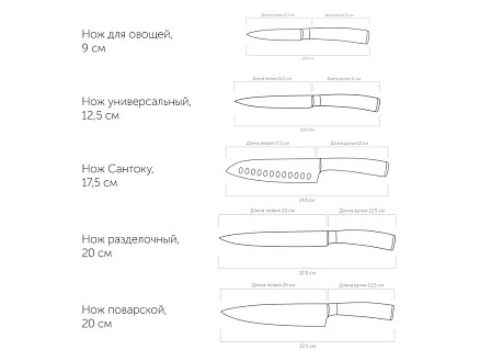 Набор из 5 кухонных ножей и блока для ножей с ножеточкой, NADOBA, серия DANA