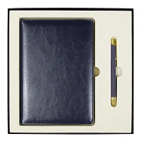 Набор подарочный Solution Duo (ежедневник City Nebraska, ручка Legend Soft Touch Mirror Gold), темно-синий
